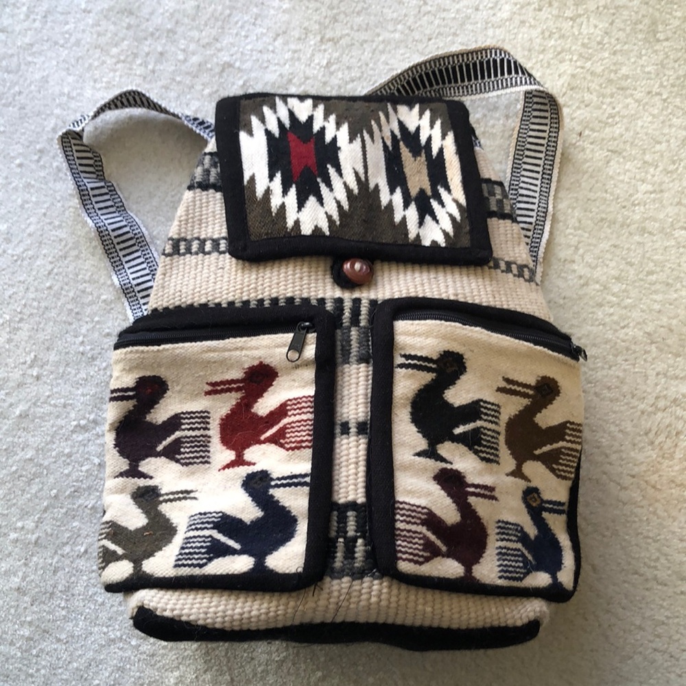 Handcrafted wool Peruvian backpack